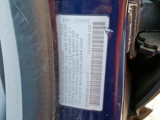 WVWRH63B93E087047 - 2003 VOLKSWAGEN PASSAT GLX  foto 10