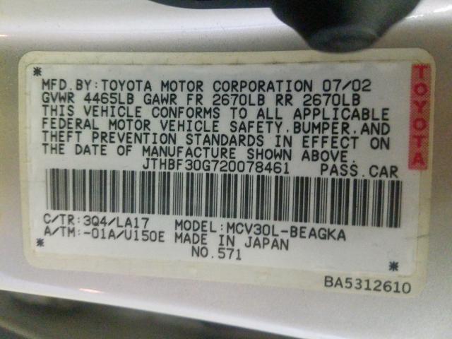 JTHBF30G720078461 - 2002 LEXUS ES 300  photo 10