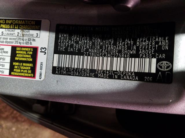 2T1BU4EE3AC275846 - 2010 TOYOTA COROLLA BASE  照片 10