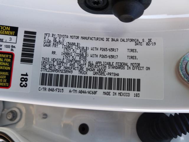 3TMCZ5AN5KM230949 - 2019 TOYOTA TACOMA DOUBLE CAB  照片 10