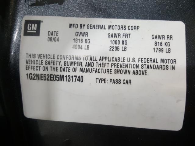 1G2NE52E05M131740 - 2005 PONTIAC GRAND AM SE  photo 10