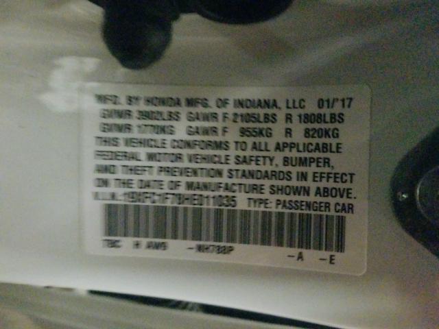 19XFC1F78HE011035 - 2017 HONDA CIVIC EXL  照片 10