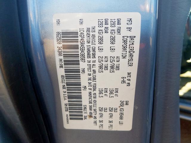 1C4GP45R45B438587 - 2005 CHRYSLER TOWN & COUNTRY  photo 10