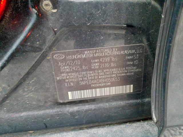 5NPEB4ACXBH050653 - 2011 HYUNDAI SONATA GLS  photo 10