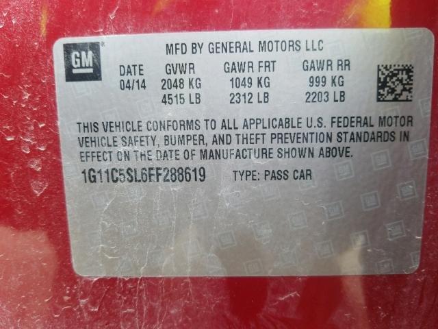 1G11C5SL6EF288619 - 2014 CHEVROLET MALIBU 1LT  照片 10