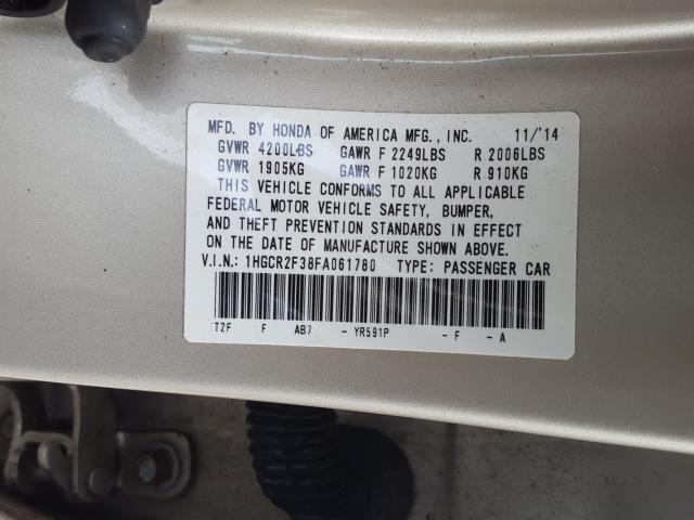 1HGCR2F38FA061780 - 2015 HONDA ACCORD LX  photo 10