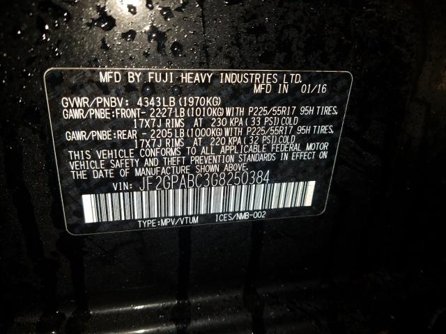 JF2GPABC3G8250384 - 2016 SUBARU CROSSTREK PREMIUM  ფოტო 10