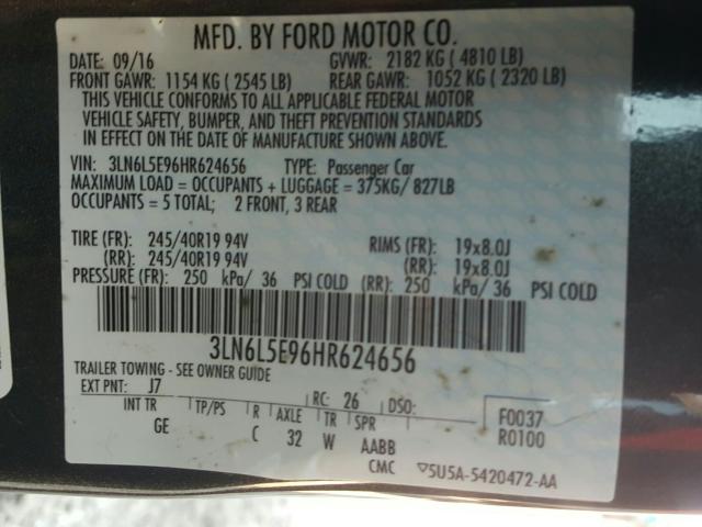 3LN6L5E96HR624656 - 2017 LINCOLN MKZ RESERVE  ფოტო 10