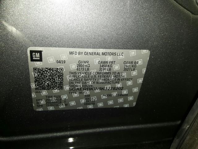 5GAERBKW8KJ278202 - 2019 BUICK ENCLAVE ESSENCE  photo 10