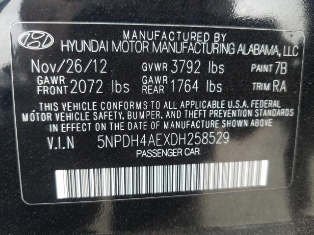 5NPDH4AEXDH258529 - 2013 HYUNDAI ELANTRA GLS  photo 10