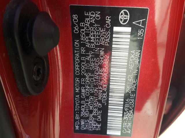 JTDBL40E999056482 - 2009 TOYOTA COROLLA BASE  foto 10