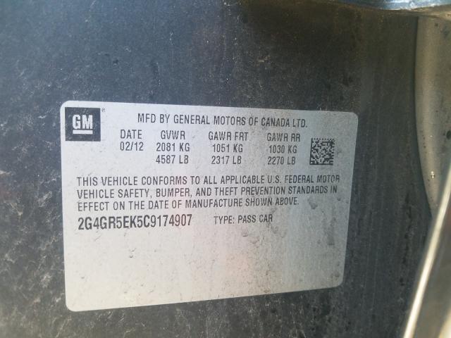 2G4GR5EK5C9174907 - 2012 BUICK REGAL  photo 10