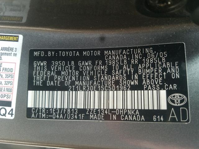 2T1LR30E15C501962 - 2005 TOYOTA COROLLA MATRIX BASE  photo 10