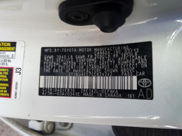 2T1BU4EE7CC824242 - 2012 TOYOTA COROLLA BASE  照片 10