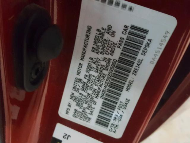 1NXBU40E59Z035960 - 2009 TOYOTA COROLLA BASE  photo 10