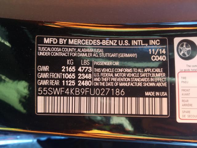 55SWF4KB9FU027186 - 2015 MERCEDES-BENZ C 300 4MATIC  photo 10