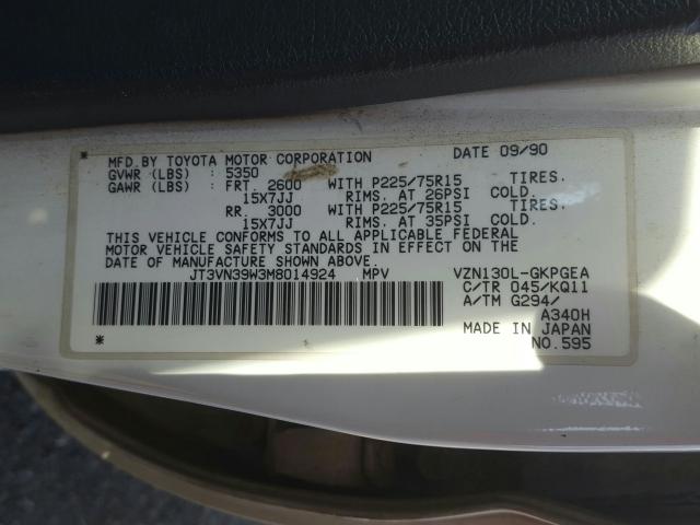 JT3VN39W3M8014924 - 1991 TOYOTA 4RUNNER VN39 SR5  照片 10