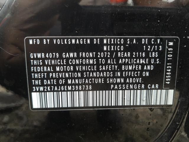 3VW2K7AJ6EM398738 - 2014 VOLKSWAGEN JETTA BASE  照片 10