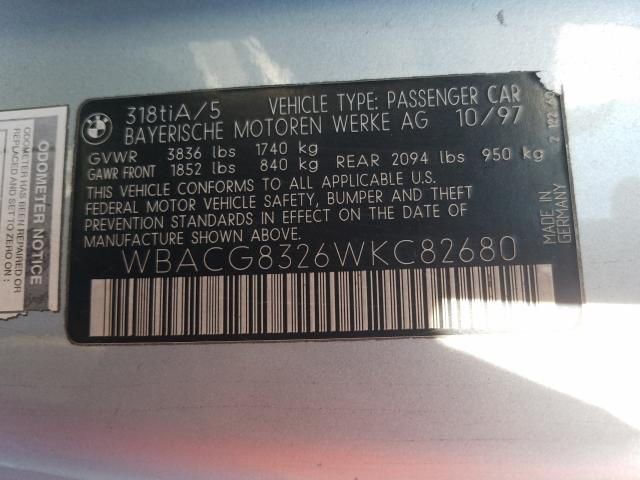 WBACG8326WKC82680 - 1998 BMW 318 TI AUTOMATIC  photo 10