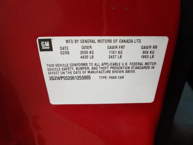 2G2WP552961253865 - 2006 PONTIAC GRAND PRIX  photo 10