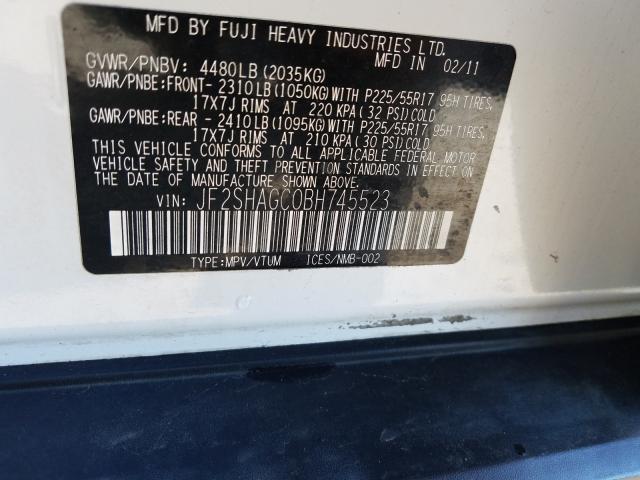 JF2SHAGC0BH745523 - 2011 SUBARU FORESTER TOURING  照片 10
