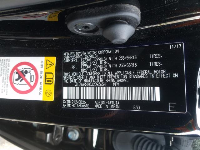 JTJYARBZ0J2093654 - 2018 LEXUS NX 300 BASE  ფოტო 10