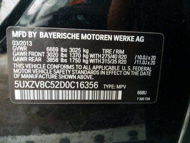 5UXZV8C52D0C16356 - 2013 BMW X5 XDRIVE50I  photo 10