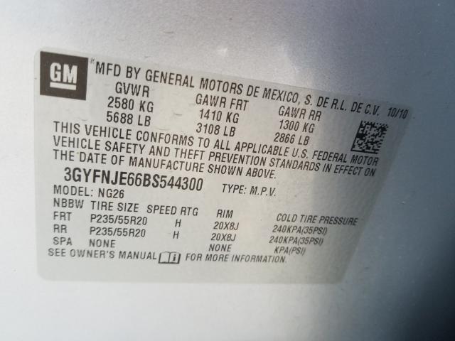 3GYFNJE66BS544300 - 2011 CADILLAC SRX PERFORMANCE COLLECTION  фото 10