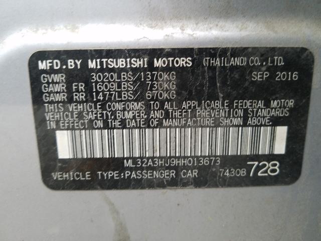 ML32A3HJ9HH013673 - 2017 MITSUBISHI MIRAGE ES  photo 10