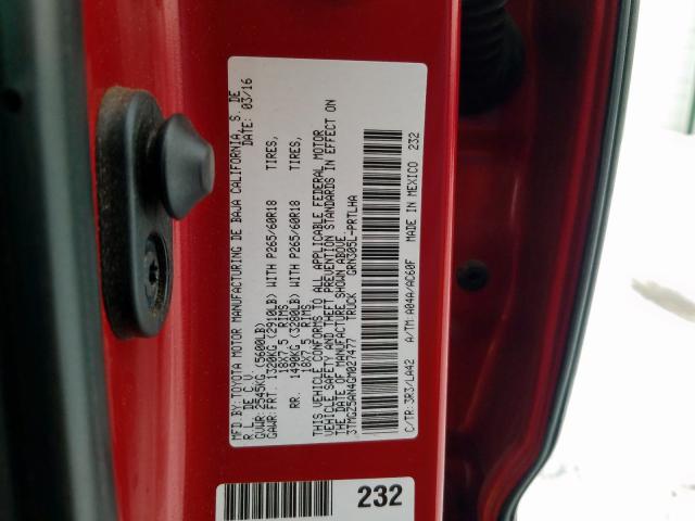 3TMGZ5AN4GM027477 - 2016 TOYOTA TACOMA DOUBLE CAB  照片 10