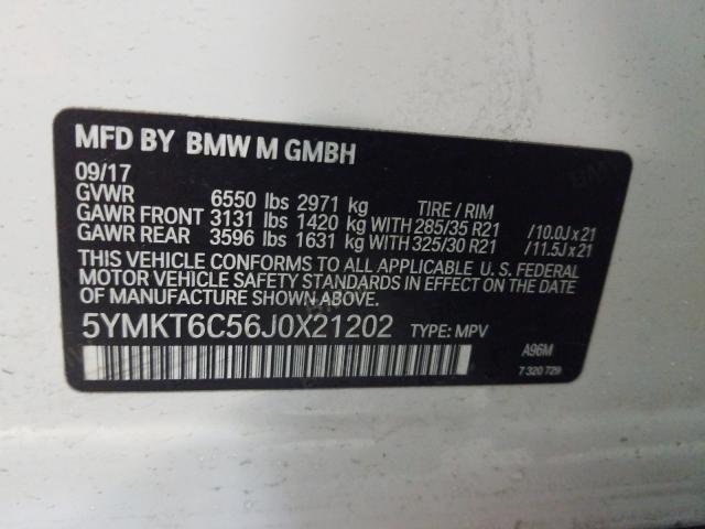 5YMKT6C56J0X21202 - 2018 BMW X5 M  photo 10