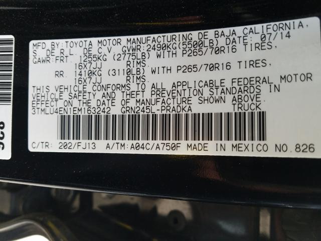 3TMLU4EN1EM163242 - 2014 TOYOTA TACOMA DOUBLE CAB  照片 10
