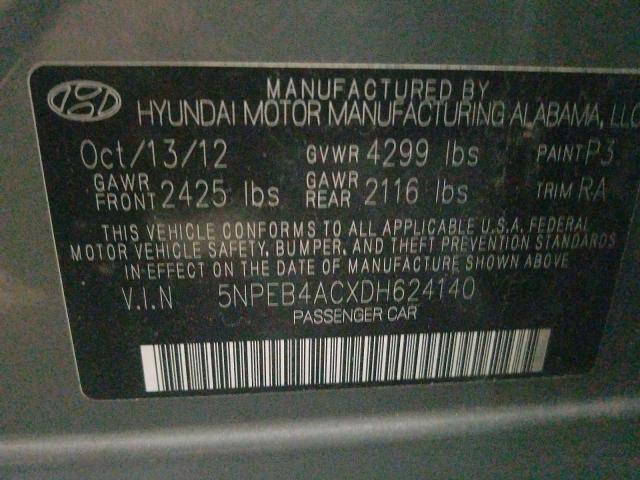 5NPEB4ACXDH624140 - 2013 HYUNDAI SONATA GLS  photo 10