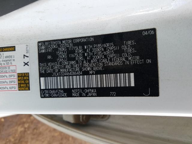 JTLKT324464086484 - 2006 TOYOTA SCION XB  photo 10