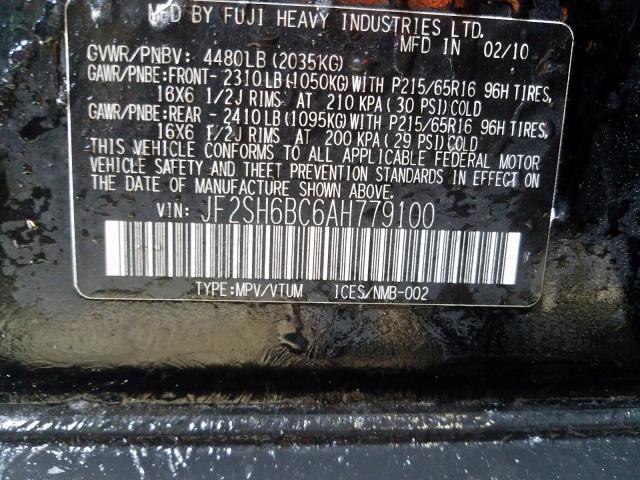 JF2SH6BC6AH779100 - 2010 SUBARU FORESTER XS  фото 10