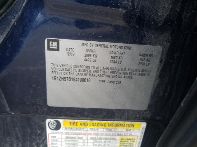 1G1ZH57B184190618 - 2008 CHEVROLET MALIBU 1LT  照片 10