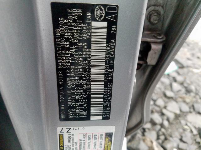 2T1KR32E07C636989 - 2007 TOYOTA COROLLA MATRIX XR  photo 10