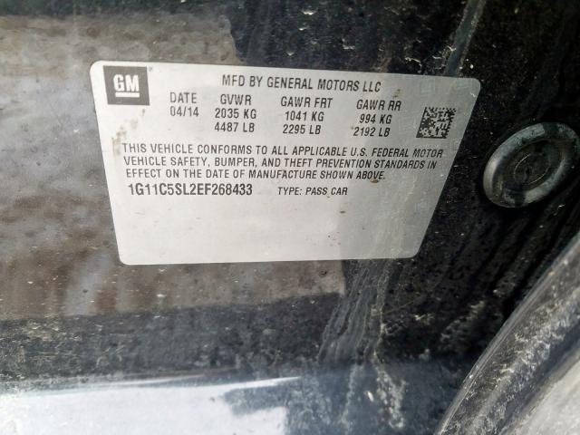 1G11C5SL2EF268433 - 2014 CHEVROLET MALIBU 1LT  照片 10