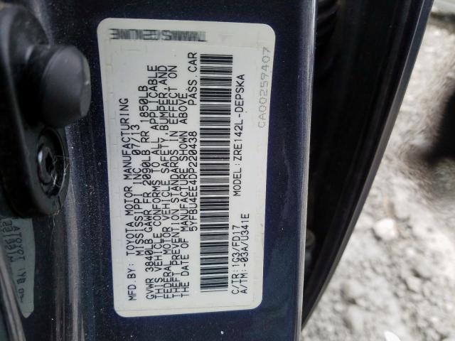 5YFBU4EE4DP220438 - 2013 TOYOTA COROLLA BASE  照片 10