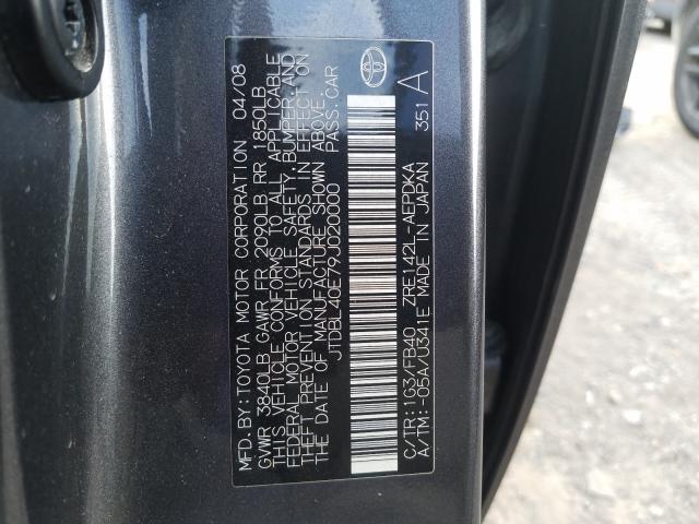 JTDBL40E79J020000 - 2009 TOYOTA COROLLA BASE  照片 10