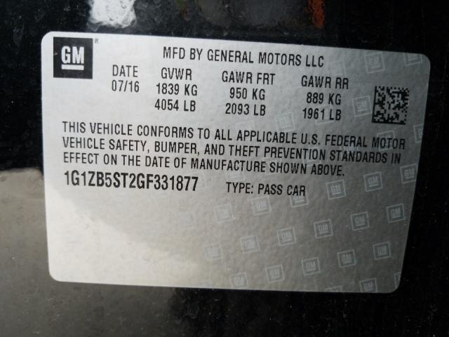 1G1ZB5ST2GF331877 - 2016 CHEVROLET MALIBU LS  photo 10