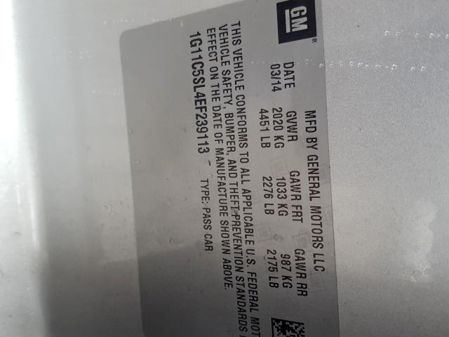 1G11C5SL4EF239113 - 2014 CHEVROLET MALIBU 1LT  照片 10