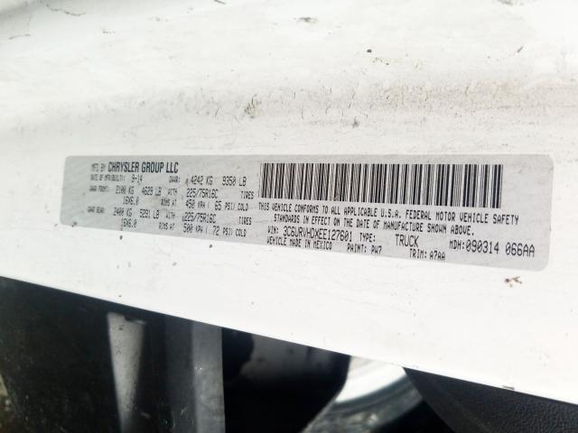 3C6URVHDXEE127601 - 2014 RAM PROMASTER 3500 3500 HIGH  photo 10