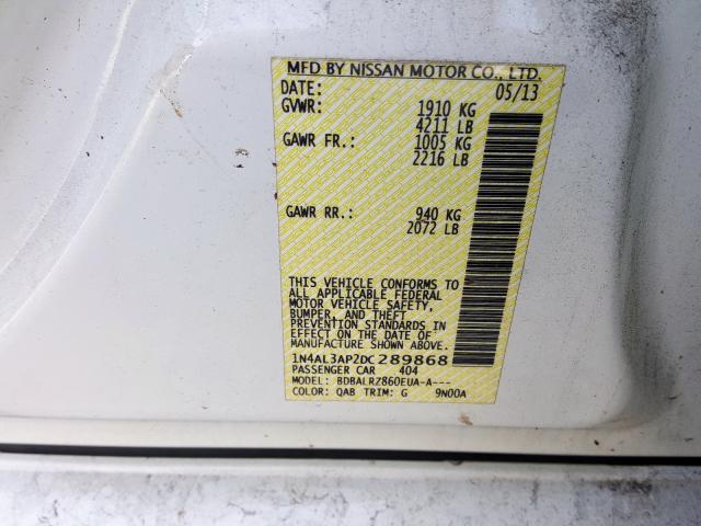 1N4AL3AP2DC289868 - 2013 NISSAN ALTIMA 2.5  photo 10