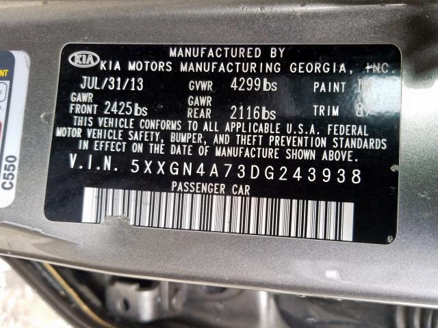 5XXGN4A73DG243938 - 2013 KIA OPTIMA EX  photo 10