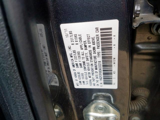 1HGCP2F69CA032218 - 2012 HONDA ACCORD SE  photo 10