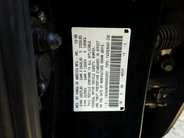 19UUA96559A002051 - 2009 ACURA TL AWD BLACK photo 10