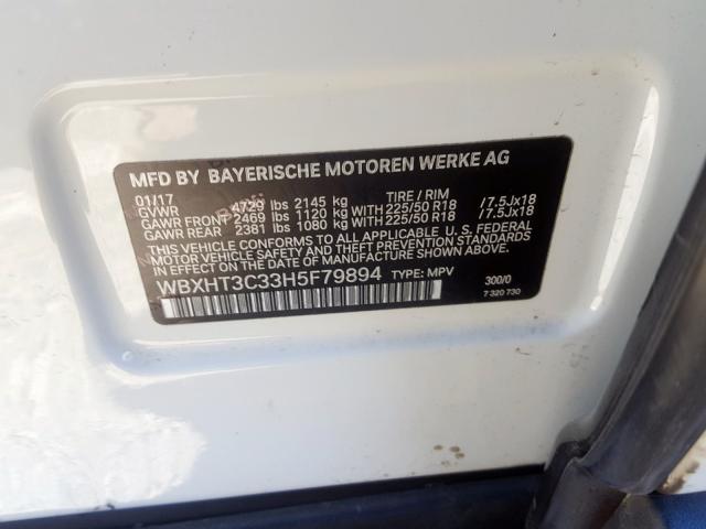 WBXHT3C33H5F79894 - 2017 BMW X1 XDRIVE28I  photo 10