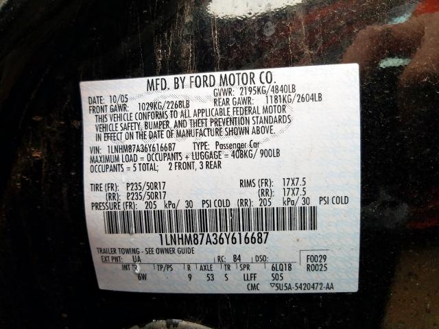 1LNHM87A36Y616687 - 2006 LINCOLN LS  照片 10