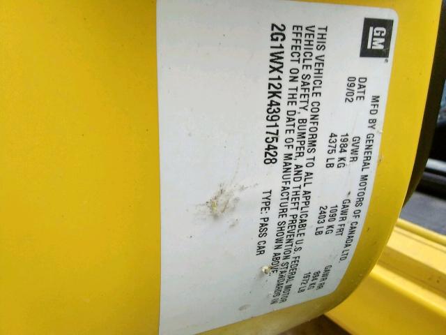 2G1WX12K439175428 - 2003 CHEVROLET MONTE CARLO SS  ფოტო 10